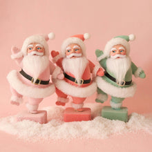 Load image into Gallery viewer, Retro Flocked Dancing Santa ~ Red