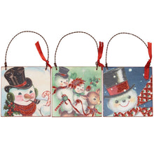 Load image into Gallery viewer, Vintage Retro Snowman Ornaments Set/3