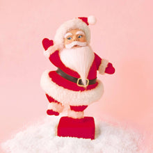 Load image into Gallery viewer, Retro Flocked Dancing Santa ~ Red