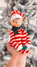 Load image into Gallery viewer, Vintage Knee Hugger Elf ornament - Candy Cane