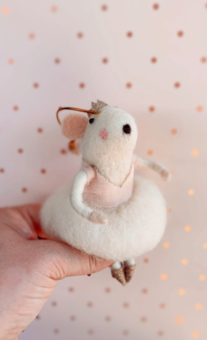 Pink Ballerina Mouse Felt Ornament THE LITTLE CHRISTMAS SHOP