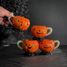 Load image into Gallery viewer, Jack-O-Lantern Tea Cups Set of 4