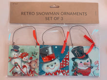Load image into Gallery viewer, Vintage Retro Snowman Ornaments Set/3
