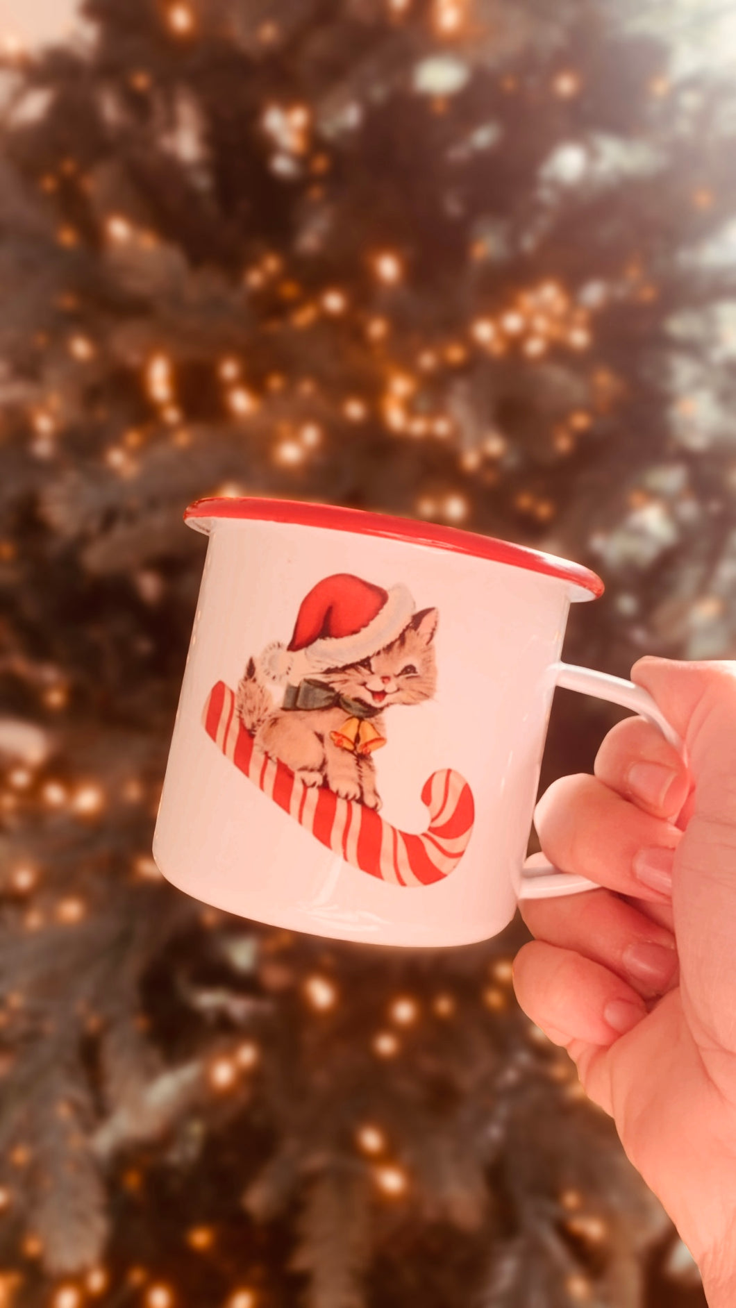 Enamel Mug ~ Sledding Kitten