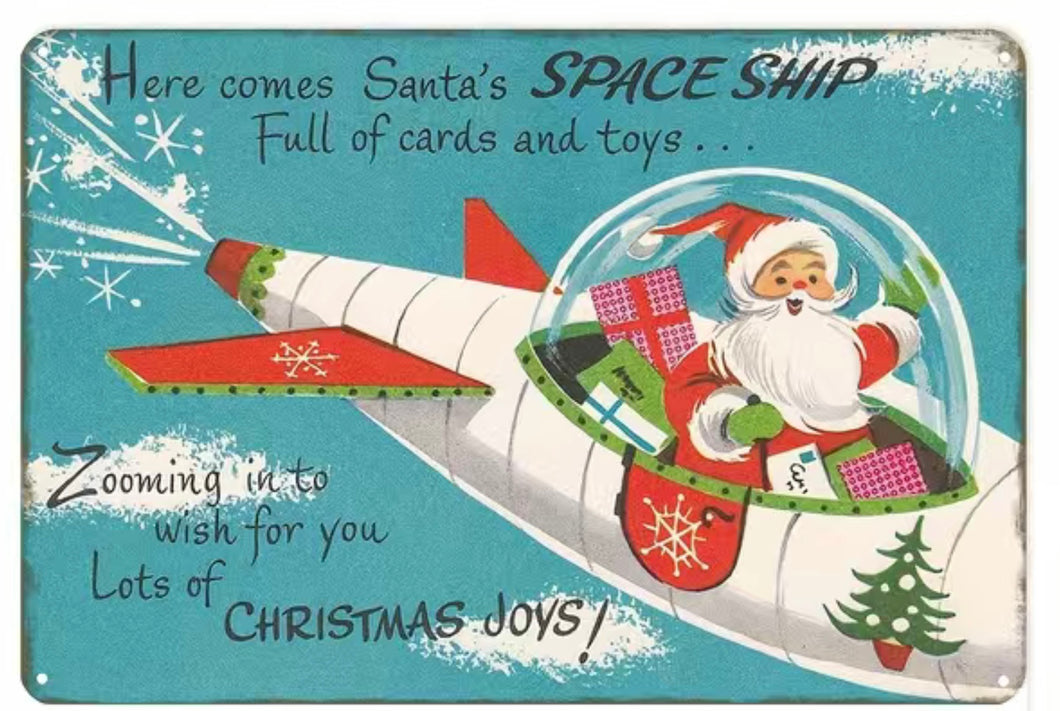 Santa in Space - Tin Sign