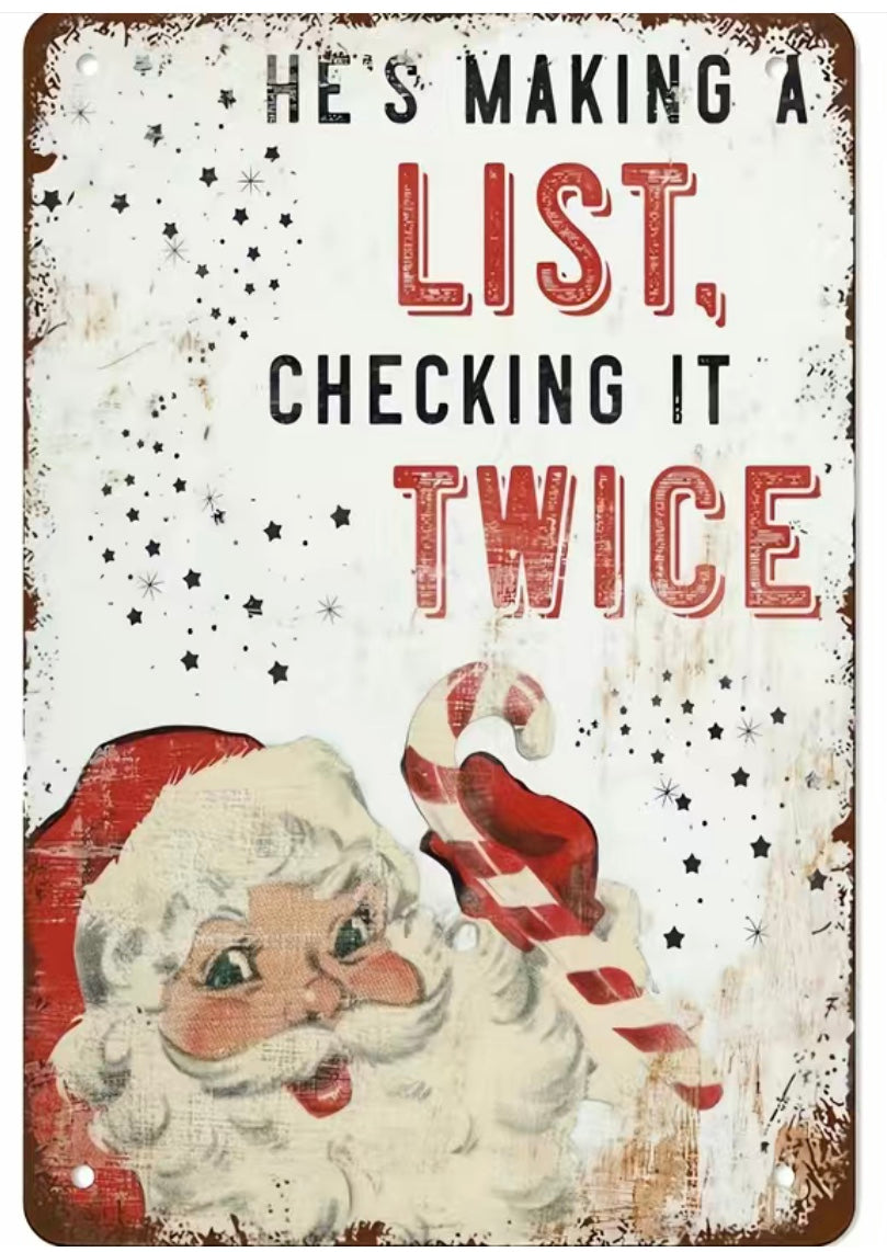 Making a List Santa Tin Sign