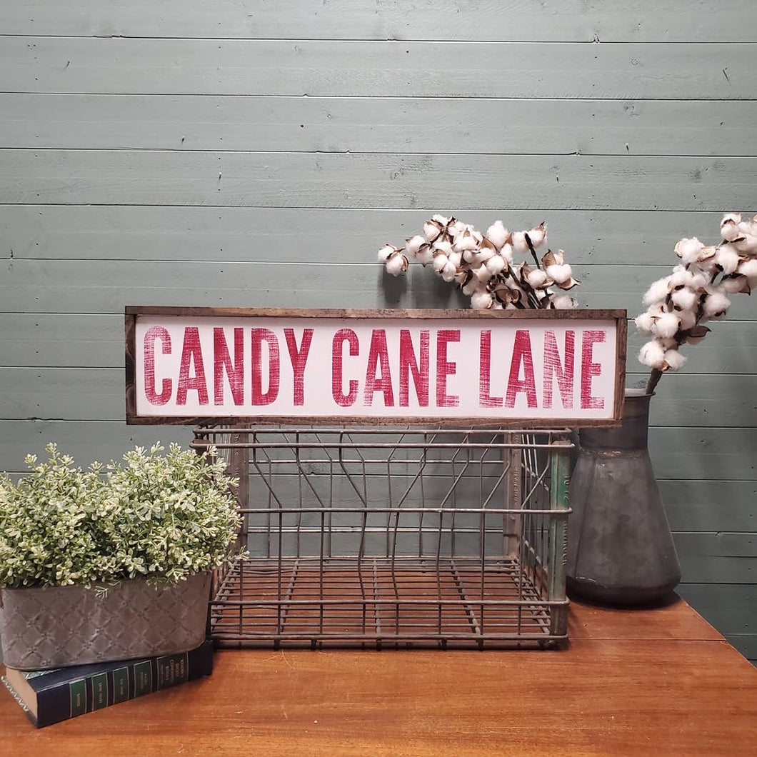 Candy Cane Lane - Wooden Sign