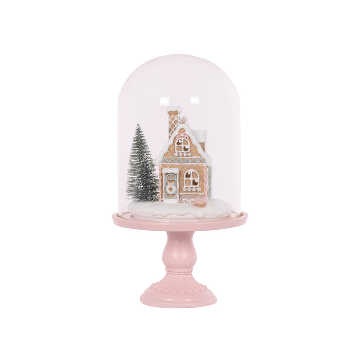 30CM PIPED PASTEL GINGERBREAD HOUSE CLOCHE