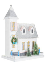 Load image into Gallery viewer, White Snowy House ~ Illuminated Glitter House
