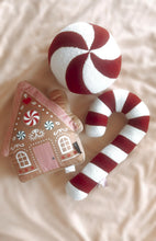 Load image into Gallery viewer, Gingerbread House Cushion - Peppermint Swirl
