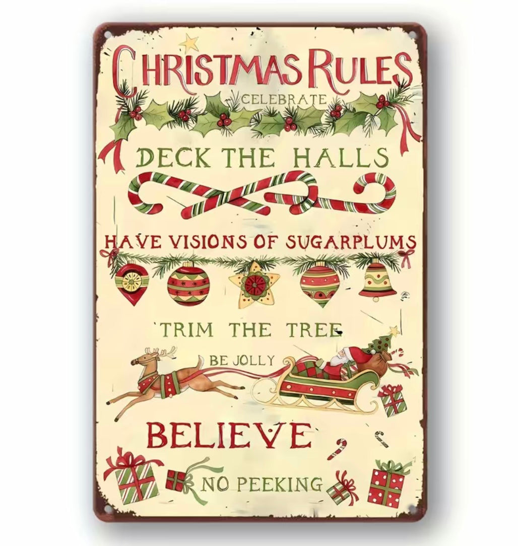 Christmas Rules - Tin Sign