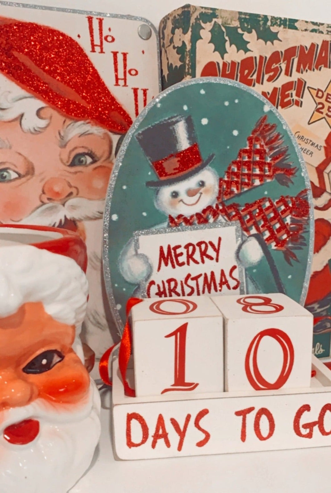 Retro Wooden Block Countdown Merry Christmas