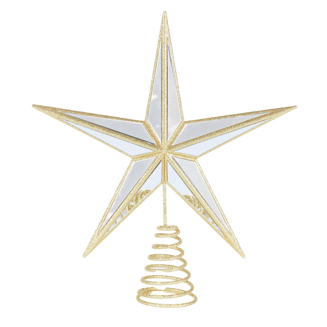 5 POINT MIRRORED TREE TOPPER STAR GOLD