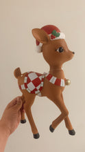 Load image into Gallery viewer, Reindeer with Santa Hat Retro Figure
