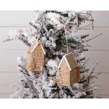 Load image into Gallery viewer, Gingerbread House Ornament Hanging set/2
