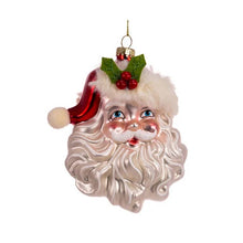 Load image into Gallery viewer, Glass Santa Head Ornament
