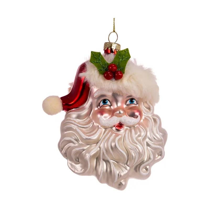 Glass Santa Head Ornament