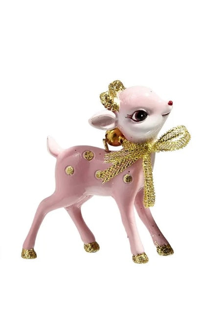 Pink Retro Deer Ornament