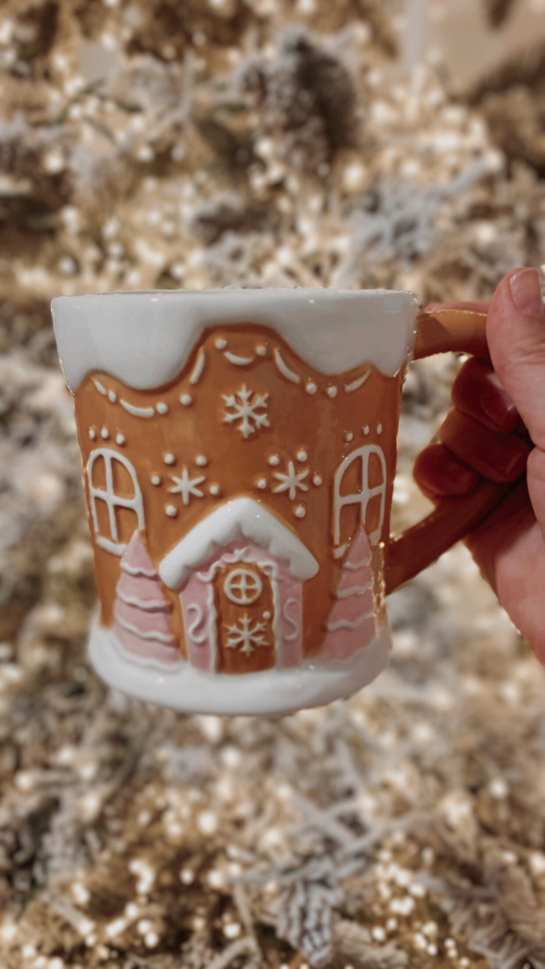 Gingerbread House Mug ~ Pink