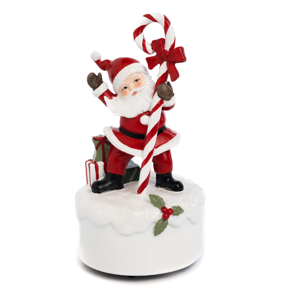 Retro Santa with Candy Cane Music Box