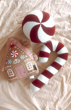 Load image into Gallery viewer, Gingerbread House Cushion - Peppermint Swirl
