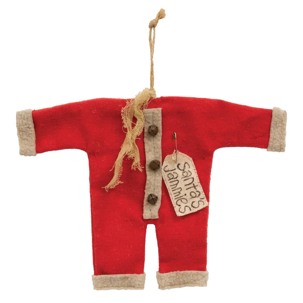 Santa's Jammies Red Hanger Ornament