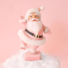 Load image into Gallery viewer, Retro Flocked Dancing Santa ~ Pink

