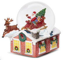 Load image into Gallery viewer, Musical Snow Globe &#39;Santa upon the Rooftop&#39;
