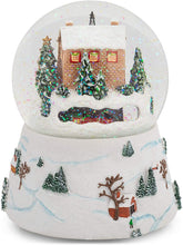 Load image into Gallery viewer, North Pole Station Musical Glitter Dome with Revolving Train

