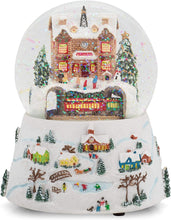 Load image into Gallery viewer, North Pole Station Musical Glitter Dome with Revolving Train
