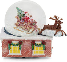 Load image into Gallery viewer, Musical Snow Globe &#39;Santa upon the Rooftop&#39;
