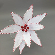 Load image into Gallery viewer, Red White Trim Glitter Poinsettia
