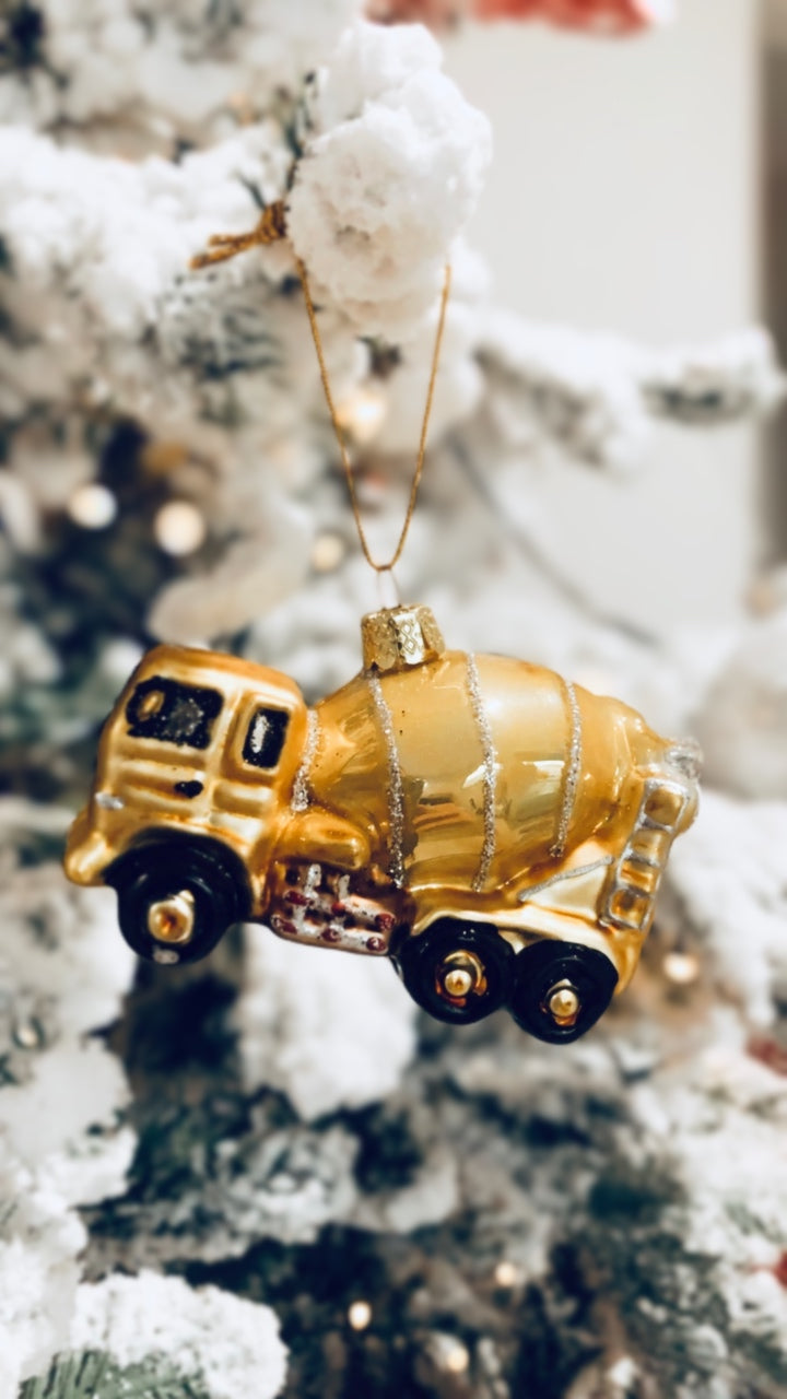 Cement Mixer Truck Glass Ornament