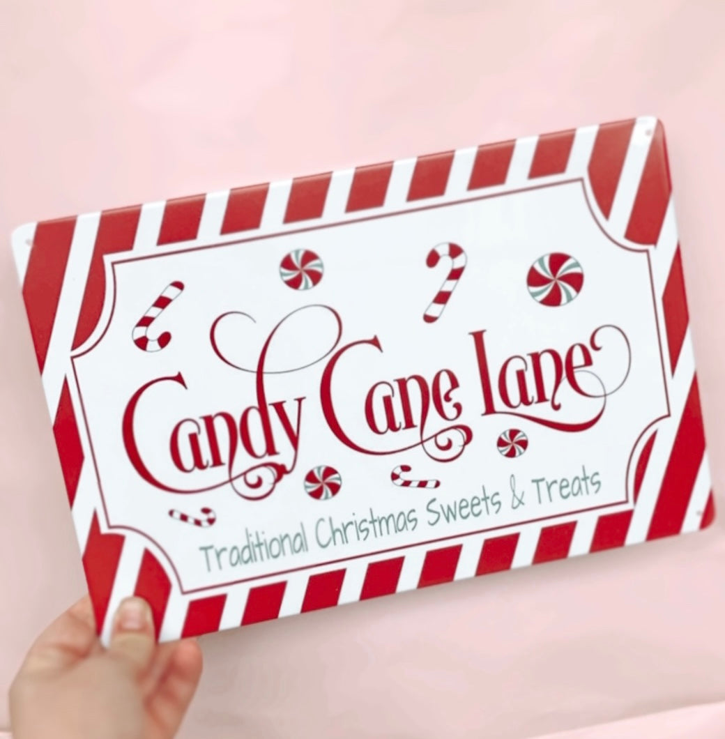 Traditional Candy Cane Lane Tin Sign – THE LITTLE CHRISTMAS SHOP