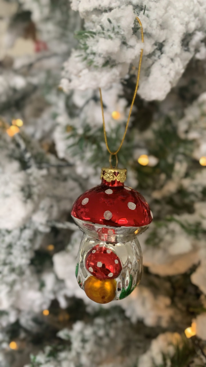 Whimsical Toadstool Glass Ornament