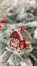 Load image into Gallery viewer, Snowy Red Barn Glass Ornament
