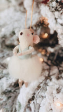Load image into Gallery viewer, Blue Ballerina Mouse - Felt Ornament
