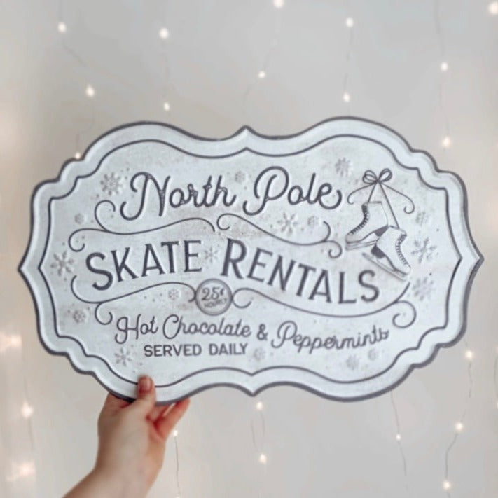 North Pole Skate Rentals Sign - Textured