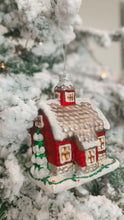 Load image into Gallery viewer, Snowy Red Barn Glass Ornament

