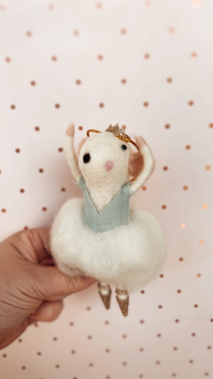 Blue Ballerina Mouse - Felt Ornament