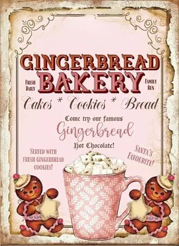 Gingerbread Bakery Tin Sign