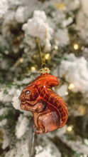Load image into Gallery viewer, Squirrel Glass Ornament -Amber
