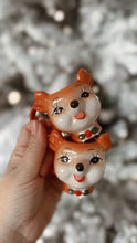 Load image into Gallery viewer, Set of 2 Retro Reindeer Shot size Mugs.    Meet our teeniest tiniest, most delicate set of mini mugs you ever did see! We designed these &#39;Mug shots&#39; to be even smaller than our exclusive mini mugs, to be a sweet and unique addition to your holiday decor. A Tea party for 2 with your littles. A fun festive shot or espresso. So versatile and fun. The perfect gift for a child or a child at heart.        Measures 6cm * 
