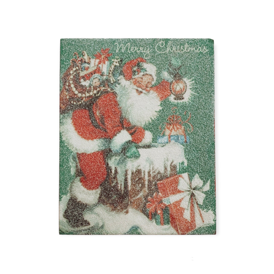 Retro Wooden Shelf Sitter- Santa & Chimney