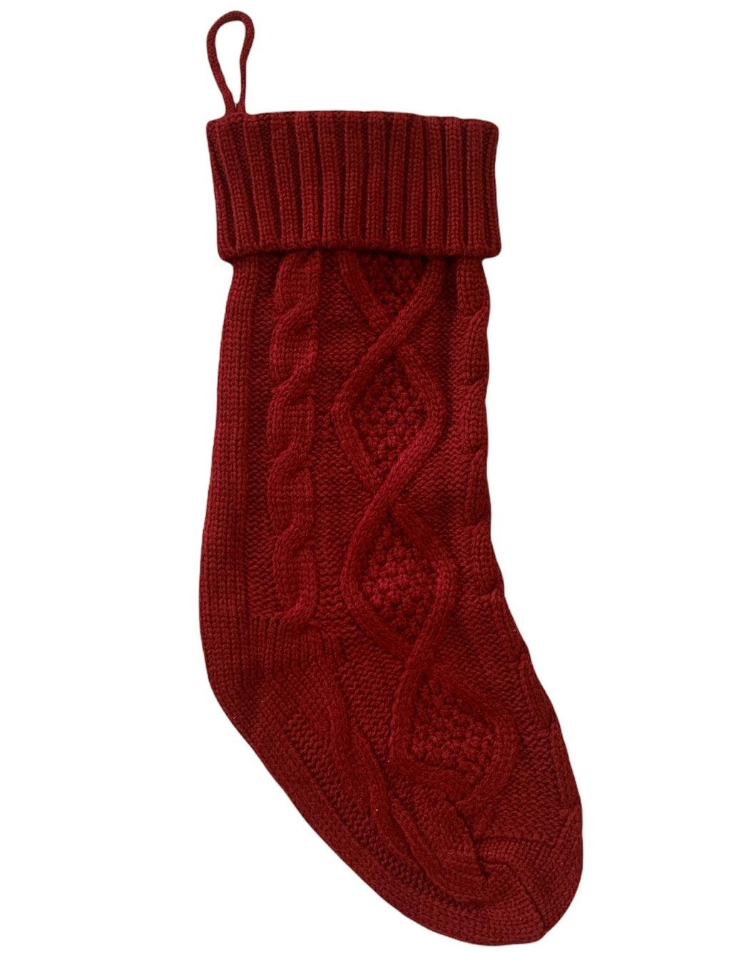 Classic Cable Knit Stocking - Red