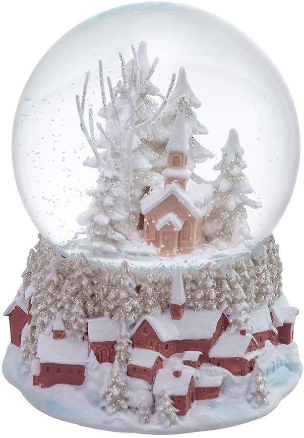 Winter Woods Church Musical Snow Globe