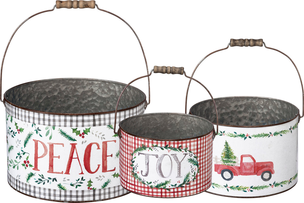 Bucket Set of 3 - JOY PEACE